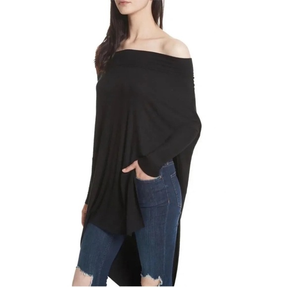 Free People We The Free Grapevine Asymmetrical Tunic Top Black XS - Picture 1 of 13